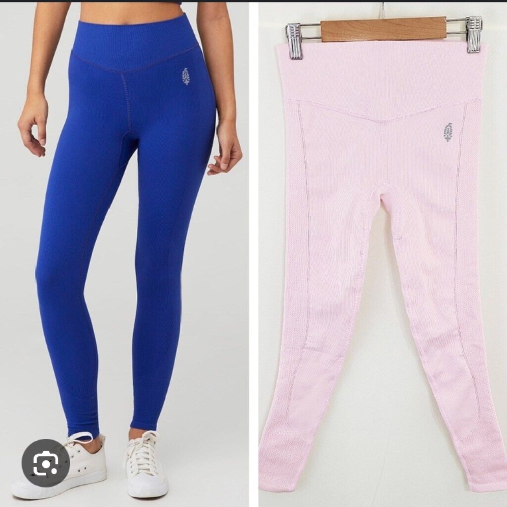FP Free People Pale Pastel Pink Mainstream Work out Leggings M/L medium Large
